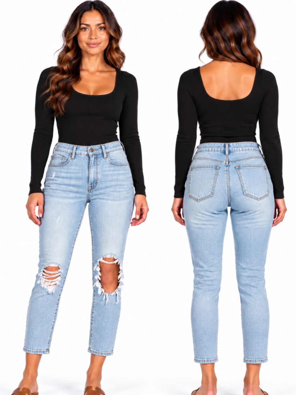 Good American Good Cuts Distressed Jeans